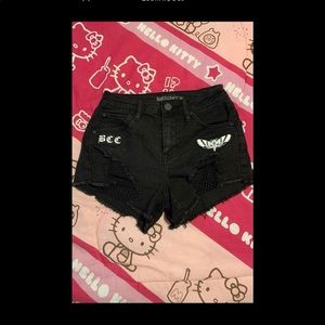Blackcraft lucipurr ripped black jean shorts